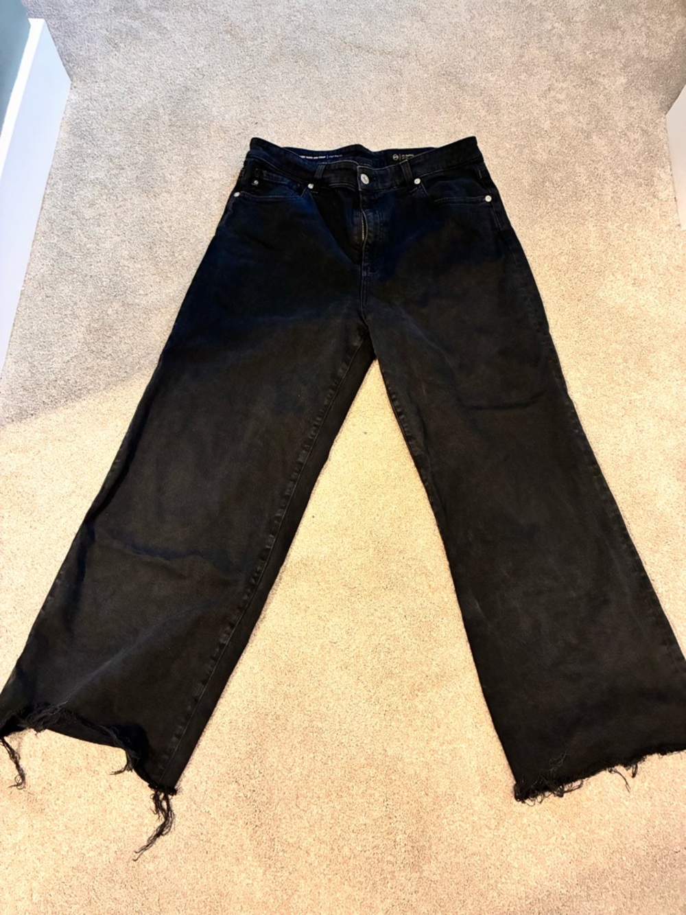 Acne Women’s Black Crop Jeans - Casual Frayed Hem